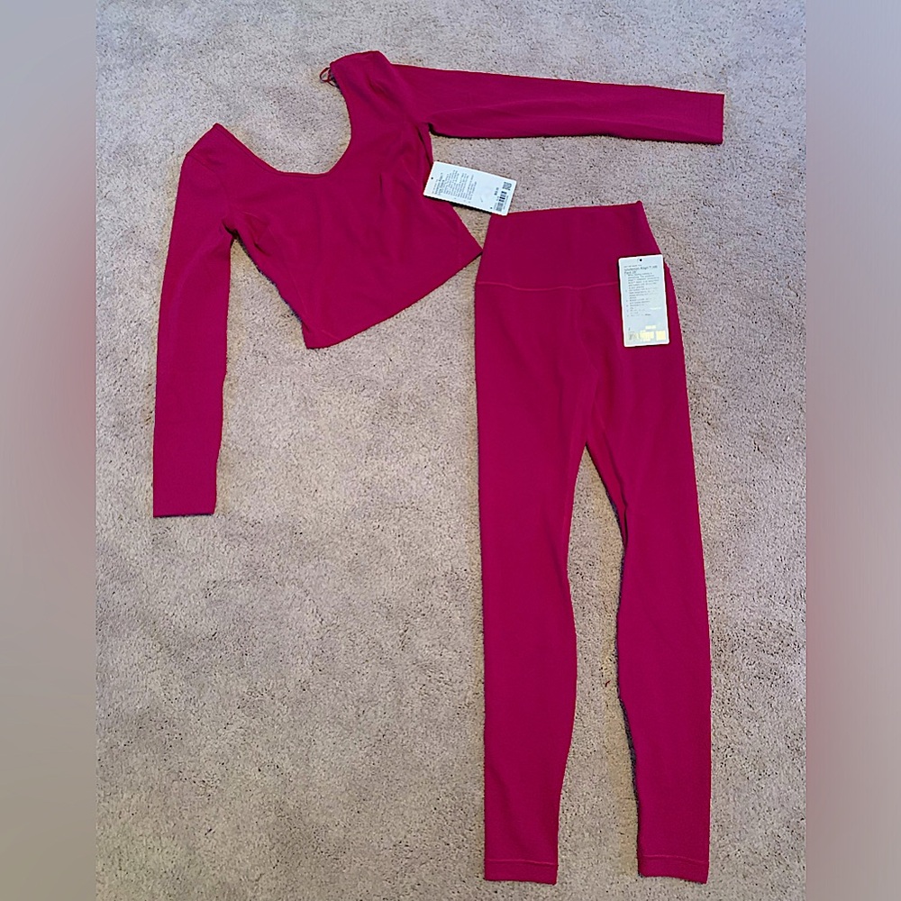 NWT Lululemon Align Long Sleeve sz 4 and Legging Set sz 2 in color Wildberry